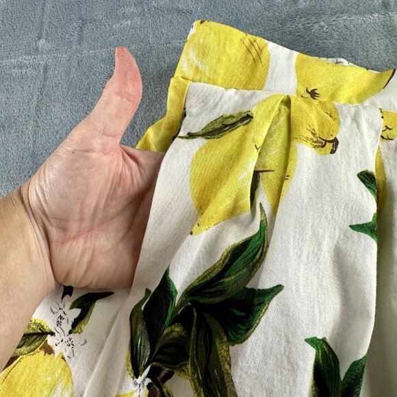 Taydey Womenβs Skirt XL White/Yellow Lemon  A-Line Pleated Vintage Cotton NWOT - Picture 6 of 16